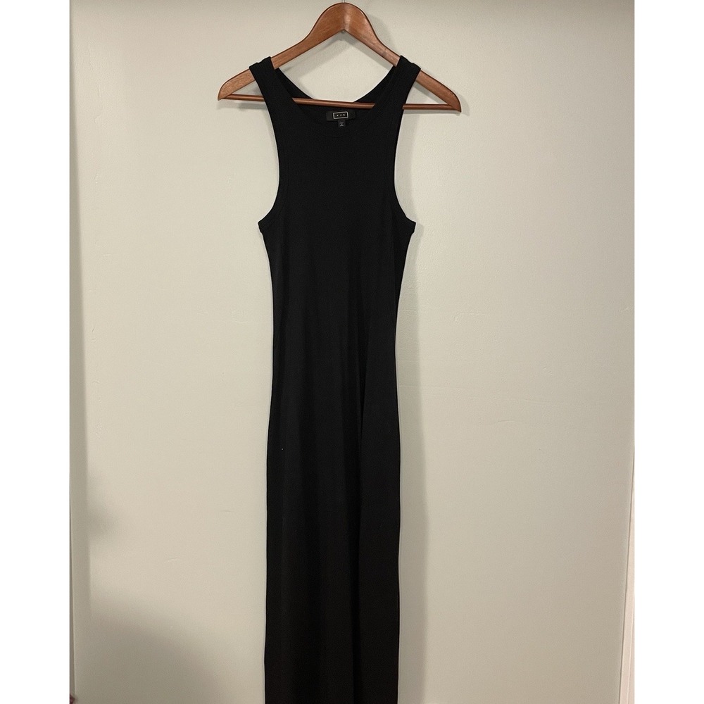 AYR Ribbed Tank Dress Womens Small Black Sleeveless Knit Midi Casual